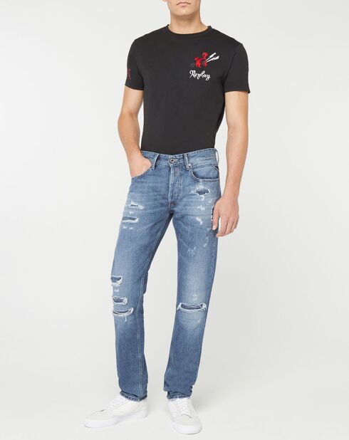 Jean Slim 100% Coton Bio Broken Eged Willbi bleu moyen