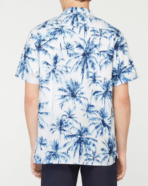 Weiß/blaues Regular Palm Shirt