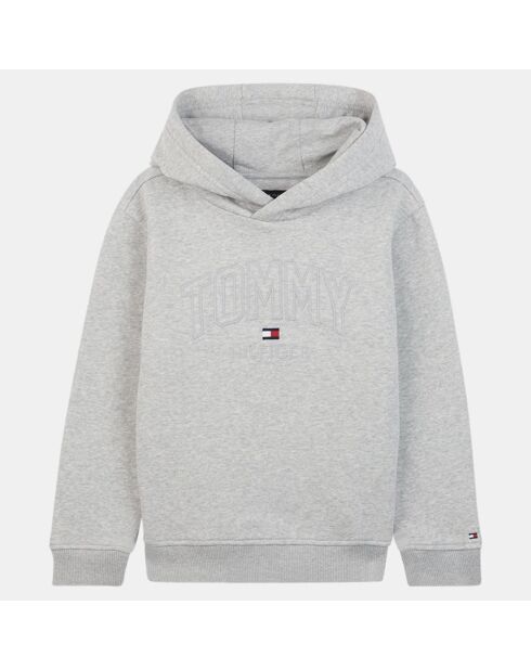 Sweat en Coton biologique mélangé à capuche et logo gris