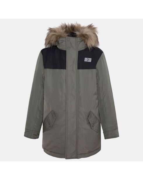 Parka mi-longue 2 en 1 veste sans manches amovible kaki