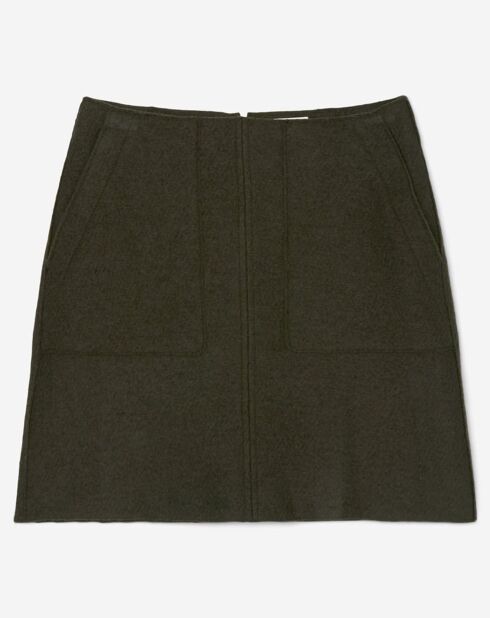 Jupe en 100% Laine vierge bouillie marron foncé