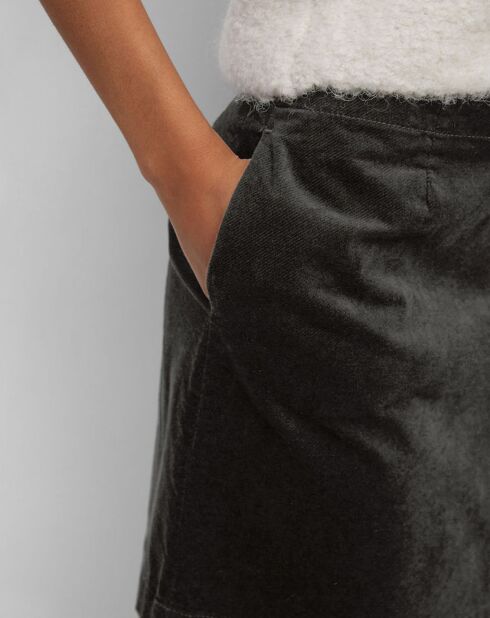 Jupe droite en Velours lisse noire
