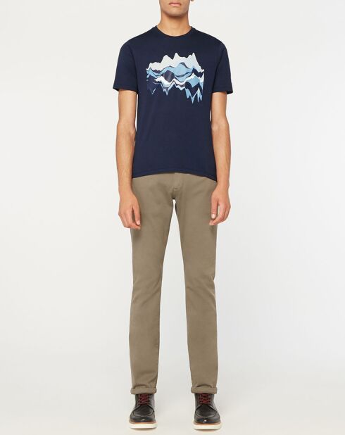 T-shirt blu scuro con grafica in cotone biologico al 100%