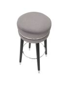 Tabouret de bar en bois et velours Paris gris/noir/argenté - 35x35x74 cm