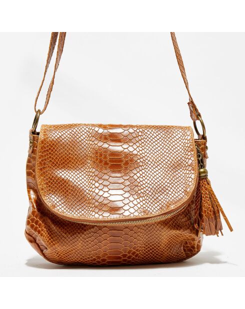 Sac bandoulière en Cuir Lana  camel - 29x20x6 cm