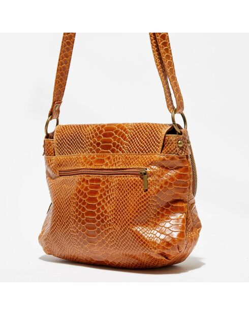 Sac bandoulière en Cuir Lana  camel - 29x20x6 cm