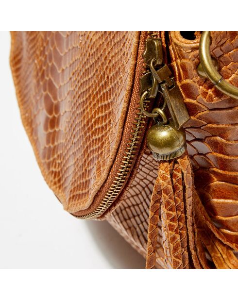 Sac bandoulière en Cuir Lana  camel - 29x20x6 cm