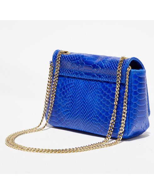 Sac bandoulière en Cuir croco Kate bleu - 21x15x7 cm