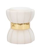 Tabouret Rond en velours Flower crème - 40x40x44 cm