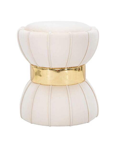 Tabouret Rond en velours Flower crème - 40x40x44 cm