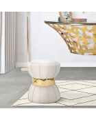 Tabouret Rond en velours Flower crème - 40x40x44 cm