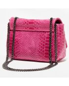 Sac bandoulière en Cuir croco Kora fushia - 21x15x7 cm