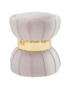 Tabouret Rond en velours Flower gris - 40x40x44 cm