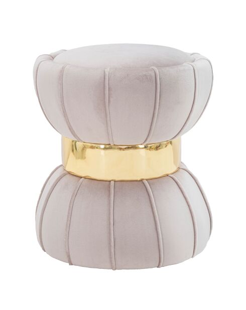 Tabouret Rond en velours Flower gris - 40x40x44 cm