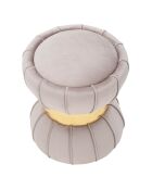 Tabouret Rond en velours Flower gris - 40x40x44 cm