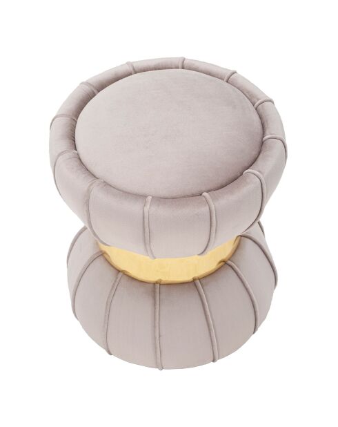 Tabouret Rond en velours Flower gris - 40x40x44 cm