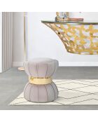 Tabouret Rond en velours Flower gris - 40x40x44 cm