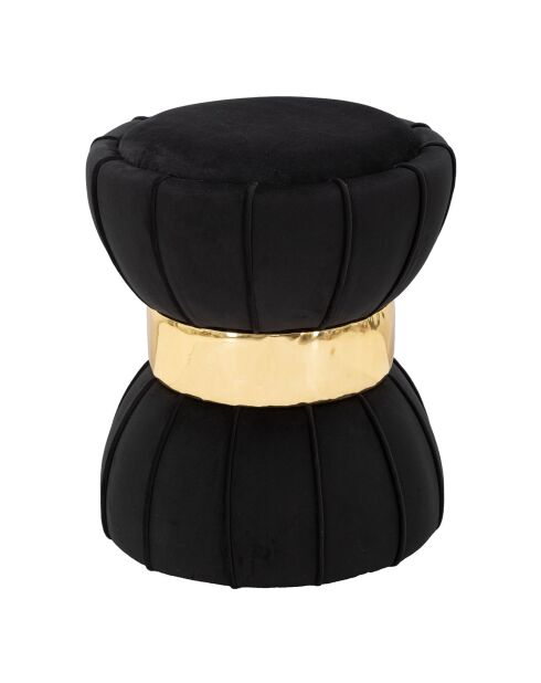 Tabouret Rond en velours Flower noir - 40x40x44 cm