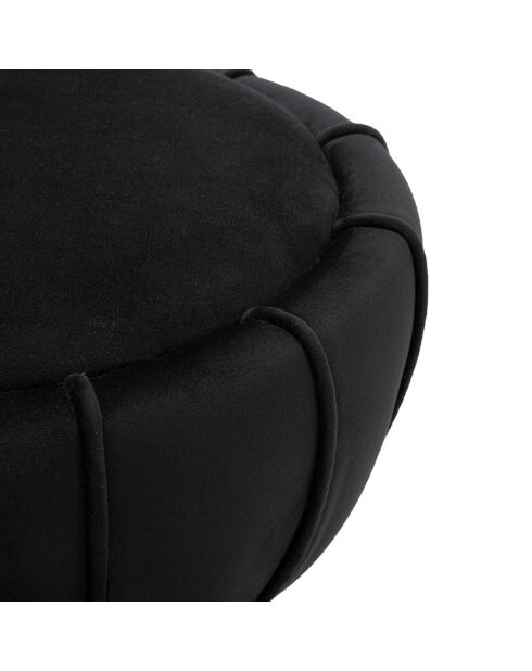 Tabouret Rond en velours Flower noir - 40x40x44 cm