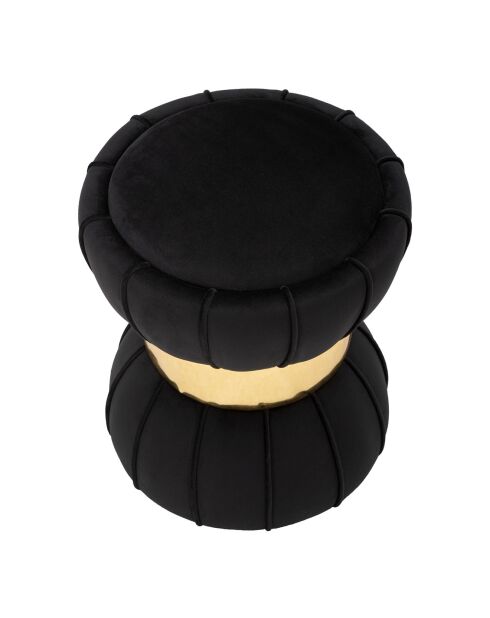 Tabouret Rond en velours Flower noir - 40x40x44 cm