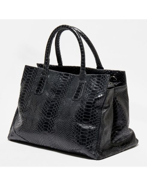 Myra Lederhandtasche, 28 x 39,5 x 20,5 cm, Schwarz