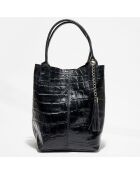 Schwarze Tragetasche Star aus Krokoleder - 37x25x35 cm