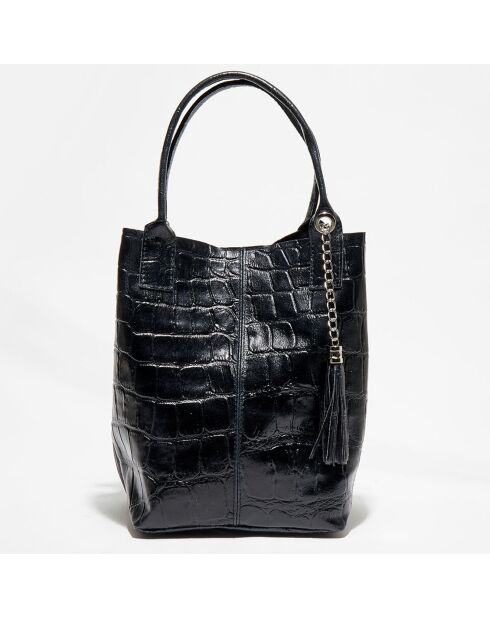 Schwarze Tragetasche Star aus Krokoleder - 37x25x35 cm