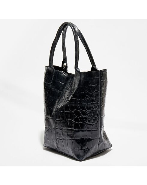 Schwarze Tragetasche Star aus Krokoleder - 37x25x35 cm