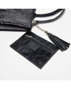 Schwarze Tragetasche Star aus Krokoleder - 37x25x35 cm