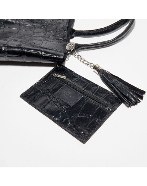 Schwarze Tragetasche Star aus Krokoleder - 37x25x35 cm
