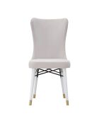 2 Chaises en velours Mimoza crème/blanc/doré - 40x65x99 cm