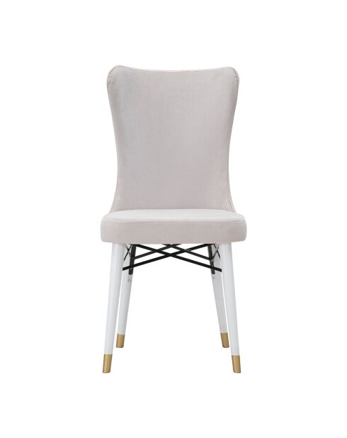 2 Chaises en velours Mimoza crème/blanc/doré - 40x65x99 cm