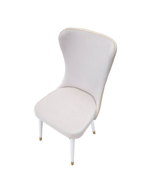 2 Chaises en velours Mimoza crème/blanc/doré - 40x65x99 cm