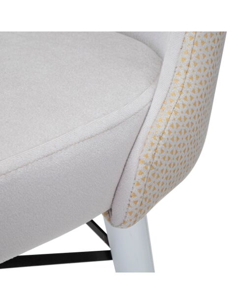 2 Chaises en velours Mimoza crème/blanc/doré - 40x65x99 cm