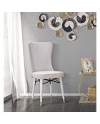 2 Chaises en velours Mimoza crème/blanc/doré - 40x65x99 cm