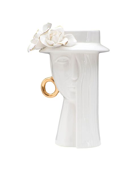 Elegante vaso in porcellana bianco/oro - 15x13,3x23,5 cm