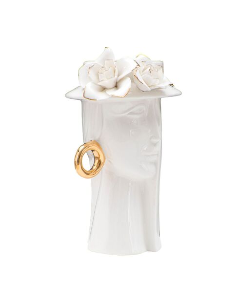 Elegante vaso in porcellana bianco/oro - 15x13,3x23,5 cm