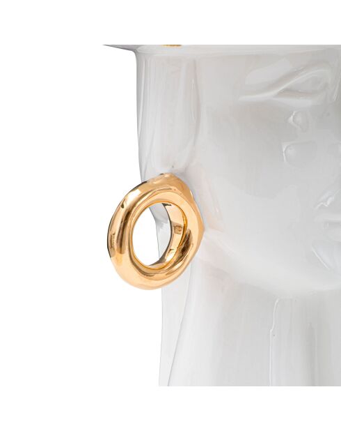 Elegante vaso in porcellana bianco/oro - 15x13,3x23,5 cm