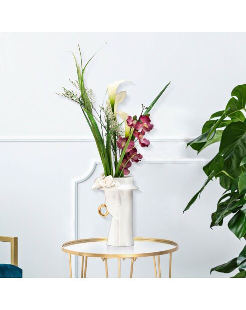 Elegante vaso in porcellana bianco/oro - 15x13,3x23,5 cm