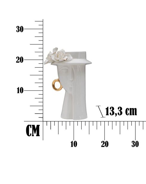 Vase en porcelaine Elegant blanc/doré - 15x13.3x23.5 cm