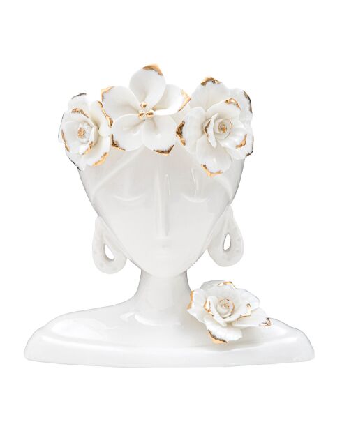 Vaso Young in porcellana bianco/oro - 21,7x14x21 cm