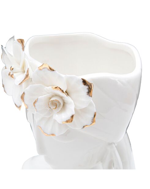 Vaso Young in porcellana bianco/oro - 21,7x14x21 cm