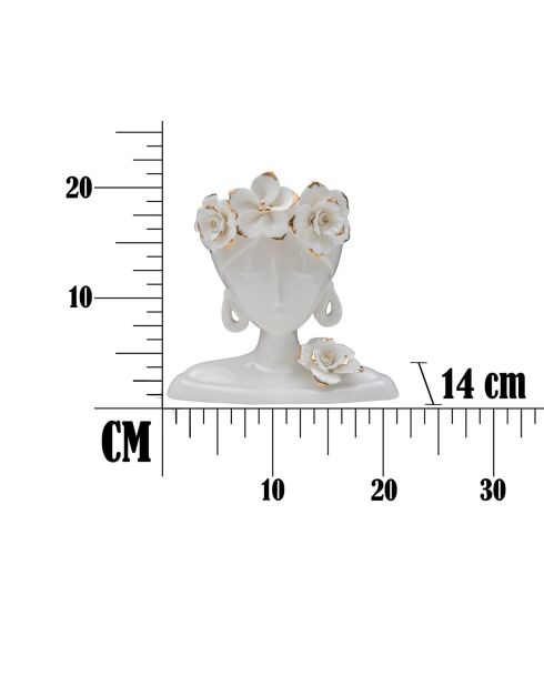 Vaso Young in porcellana bianco/oro - 21,7x14x21 cm