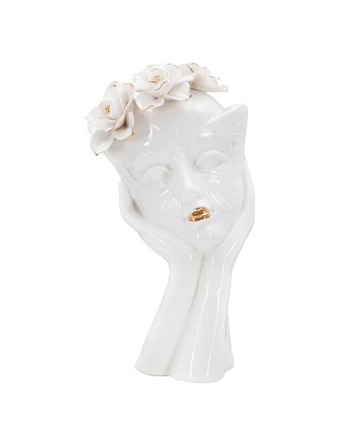 Vaso in porcellana Mask bianco/oro - 16,5x14x27,3 cm