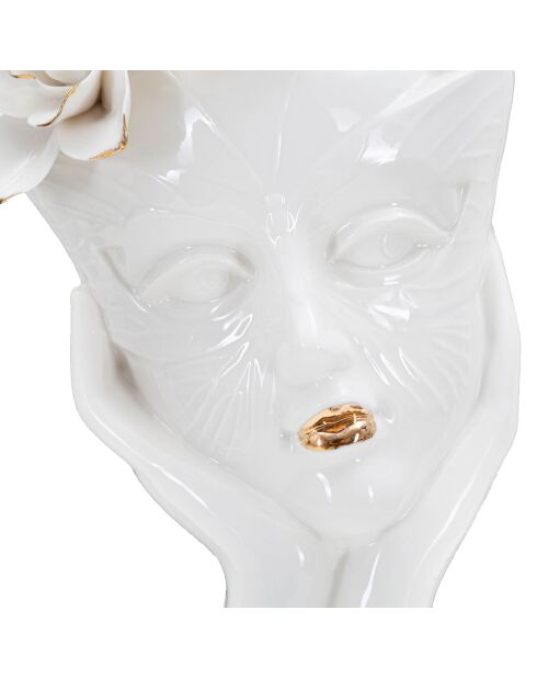 Vaso in porcellana Mask bianco/oro - 16,5x14x27,3 cm