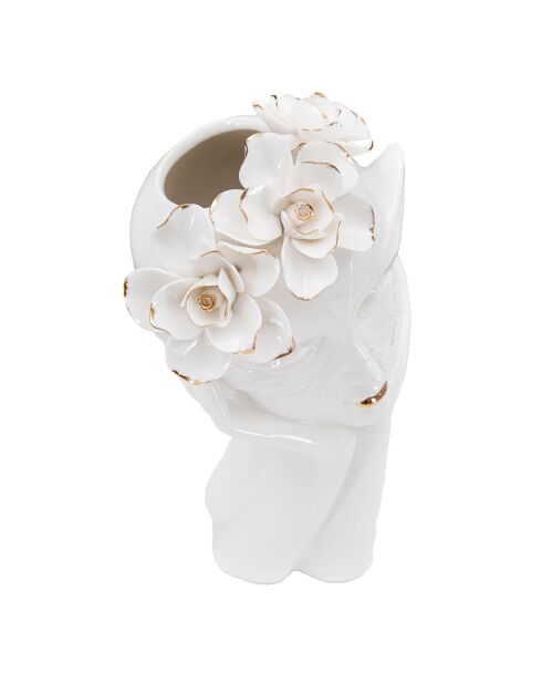 Vase en porcelaine Mask blanc/doré - 16.5x14x27.3 cm