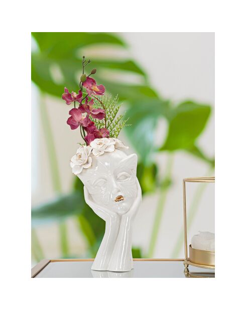 Vaso in porcellana Mask bianco/oro - 16,5x14x27,3 cm