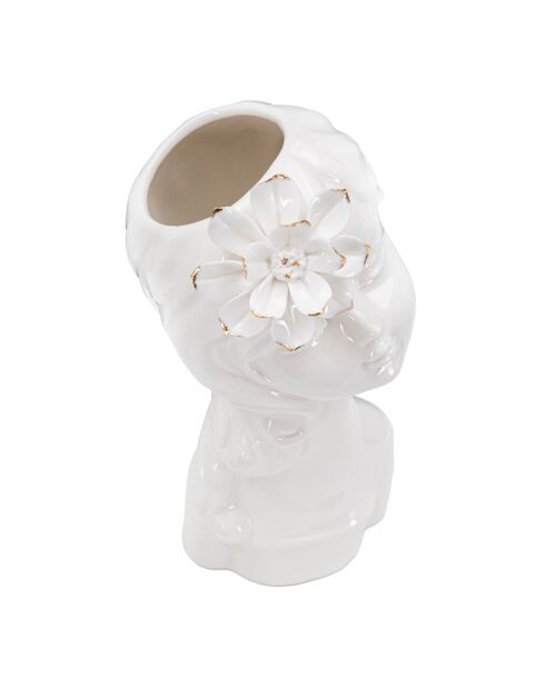 Vase en forme de buste Young Lady blanc/doré - 10.5x10x24.7 cm