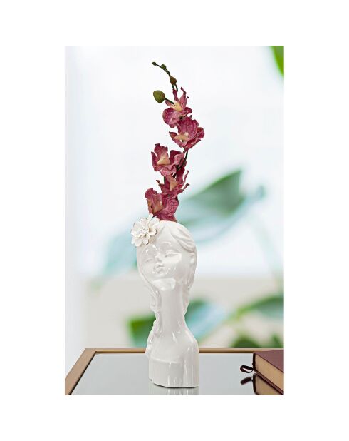 Vase en forme de buste Young Lady blanc/doré - 10.5x10x24.7 cm