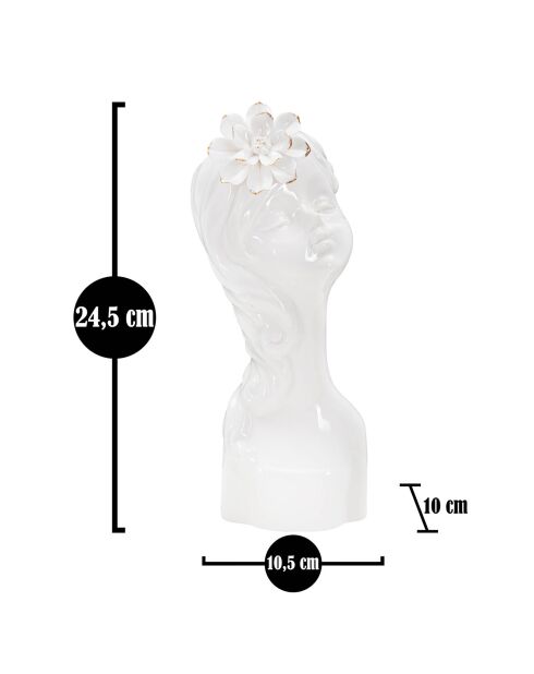 Vase en forme de buste Young Lady blanc/doré - 10.5x10x24.7 cm